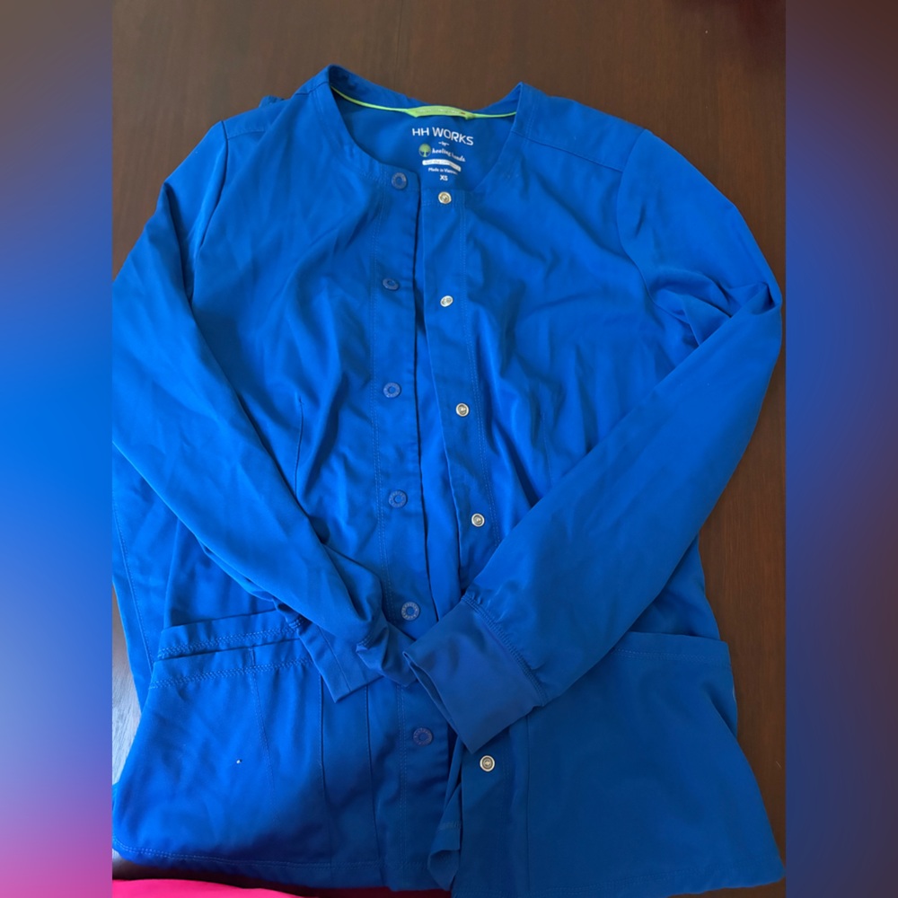 HH WORKS Vibrant Blue Scrub Jacket and Pants